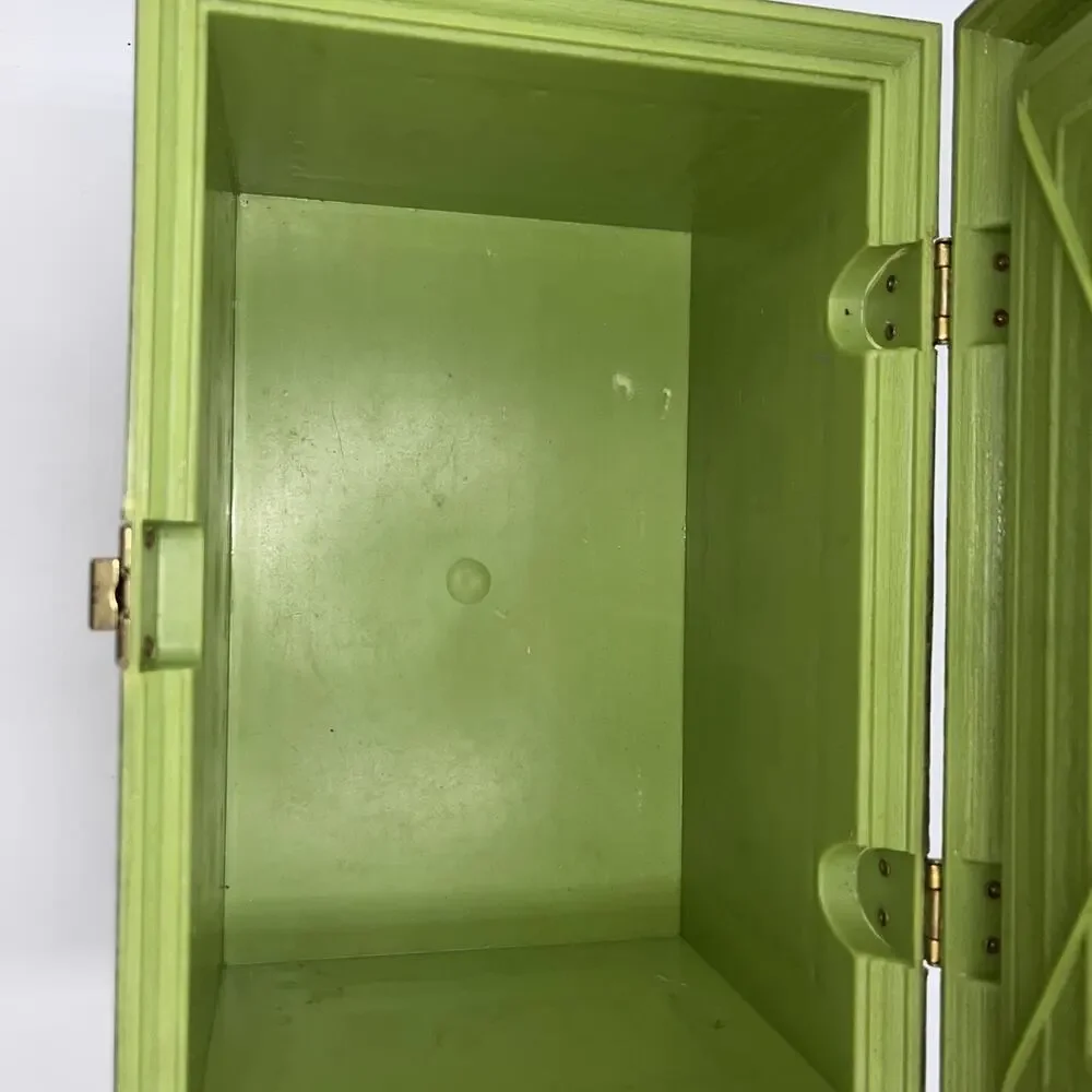 VINTAGE MAX KLEIN GREEN ORNATE‎ PLASTIC SEWING KEEPSAKE BOX